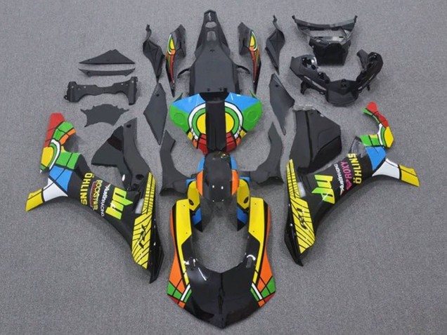 Carénages Moto Yamaha YZF 1000 R1 2015-2019 - Noir Vert Blanc Jaune Rouge Noir Roue Chromatique HP