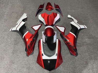 Carénages Moto Yamaha YZF 1000 R1 2015-2019 - Blanc Rouge Fausse Fibre de Carbone Vendre