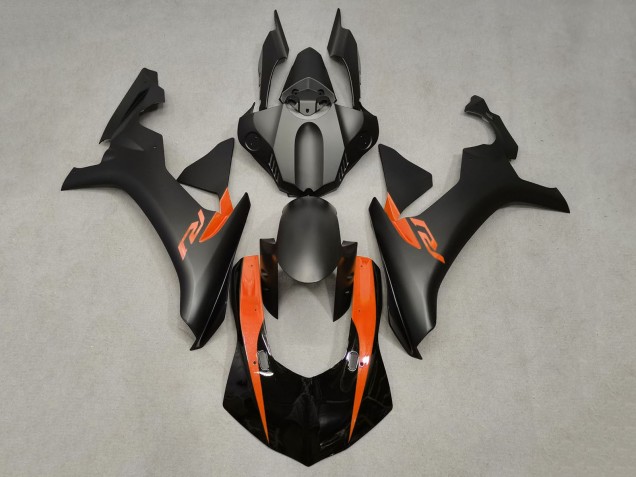 Carénages Moto Yamaha YZF 1000 R1 2015-2019 - Noir Mat Noir Brillant Orange