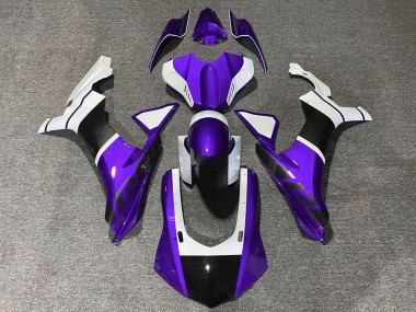 Carénages Moto Yamaha YZF 1000 R1 2020-2025 - Violet Blanc Fausse Fibre de Carbone Vendre