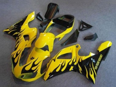 Carénages Moto Yamaha YZF 1000 R1 1998-1999 - Jaune Noir Flamme Vendre