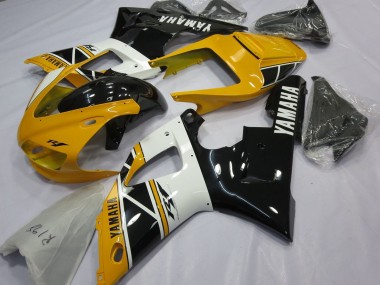Carénages Moto Yamaha YZF 1000 R1 1998-1999 - Jaune Blanc Noir Brillant Vendre