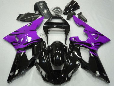 Carénages Moto Yamaha YZF 1000 R1 2000-2001 - Violet Noir Brillant Flamme Vendre