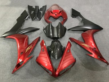 Carénages Moto Yamaha YZF 1000 R1 2004-2006 - Rouge Fausse Fibre de Carbone Noir Mat Vendre