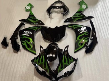Carénages Moto Yamaha YZF 1000 R1 2007-2008 - Noir Brillant Vert Flamme Vendre