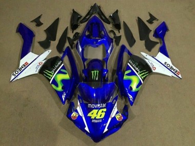 Carénages Moto Yamaha YZF 1000 R1 2007-2008 - Bleu Blanc Noir Vert MoviStar Monstre ENEOS Vendre