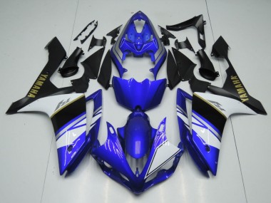 Carénages Moto Yamaha YZF 1000 R1 2007-2008 - Bleu Blanc Noir Or Décalque Vendre