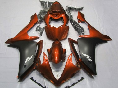 Carénages Moto Yamaha YZF 1000 R1 2007-2008 - Orange Noir Mat Vendre
