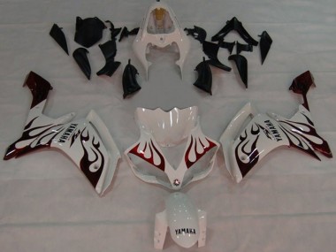 Carénages Moto Yamaha YZF 1000 R1 2007-2008 - Blanc Rouge Noir Flamme Vendre