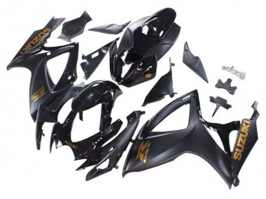 Carénages Moto Suzuki GSXR 600 / GSXR 750 2006-2007 - Noir Mat Noir Brillant Or Vendre