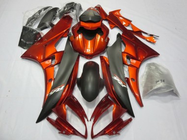 Carénages Moto Yamaha YZF R6 2006-2007 - Orange Noir Mat Vendre