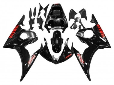 Carénages Moto Yamaha YZF R6 2005 - Noir Brillant Rouge Vendre