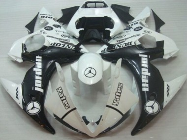 Carénages Moto Yamaha YZF R6 2005 - Blanc Noir Brillant Jordan Dunlop Vendre