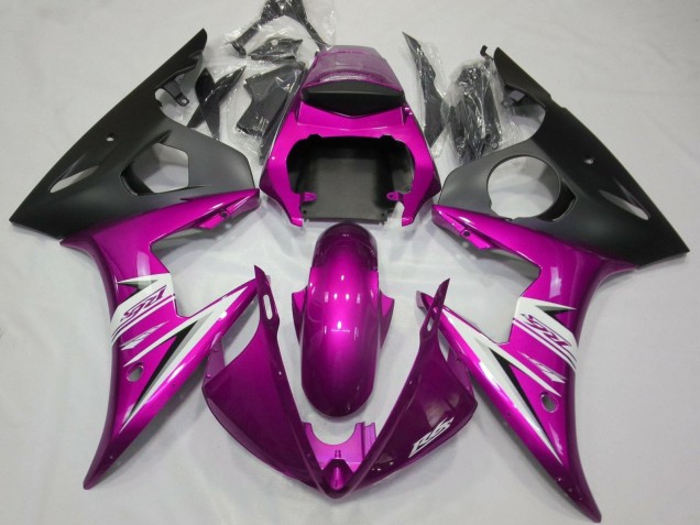 Carénages Moto Yamaha YZF R6 2005 - Rose Noir Mat Blanc