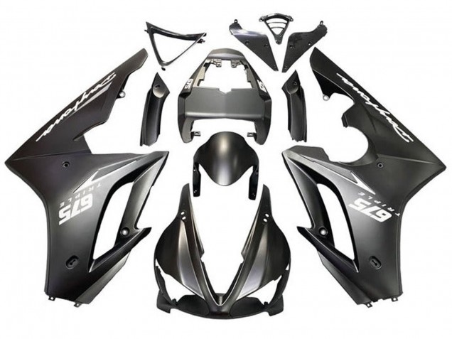 Carénages Moto Triumph Daytona 675 Triple 2009-2012 - Noir Mat Blanc Décalque