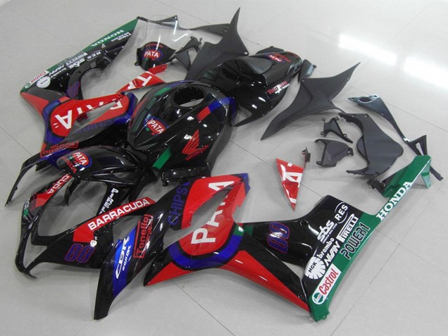 Carénages Moto Honda CBR600RR 2007-2008 - Noir Brillant Rouge Bleu Pata
