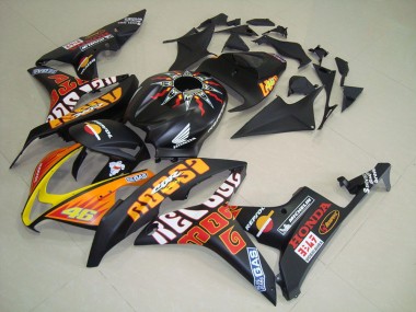 Carénages Moto Honda CBR600RR 2007-2008 - Noir Mat Orange Jaune Rossi 46 Vendre