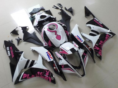 Carénages Moto Honda CBR600RR 2007-2008 - Blanc Rose Noir Mat HRC Playboy Durex Vendre