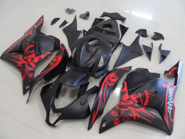 Carénages Moto Honda CBR600RR 2009-2012 - Noir Mat Rouge Crâne