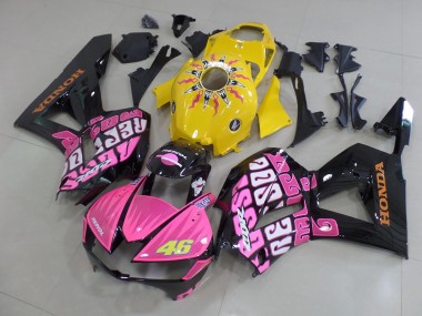 Carénages Moto Honda CBR600RR 2013-2023 - Jaune Rose Noir Brillant Rossi 46 Vendre