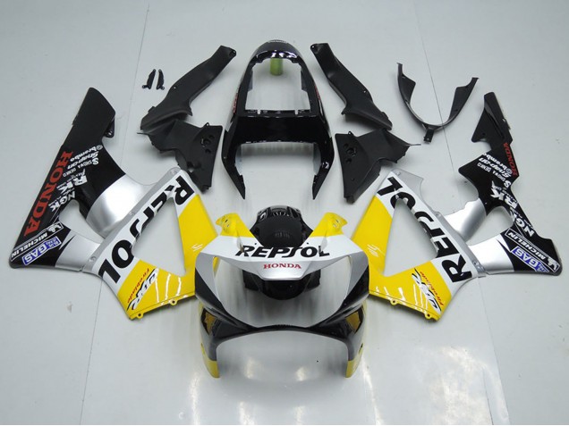 Carénage Moto Honda CBR900RR 929 2000-2001 - Jaune Argent Noir Brillant Repsol