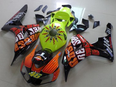 Carénage Moto Honda CBR1000RR 2006-2007 - Vert Orange Noir Brillant Rossi 46 Vendre