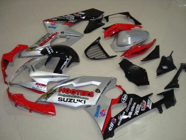 Carénages Moto Suzuki GSXR 1000 2005-2006 - Argent Rouge Noir Hooters Vendre