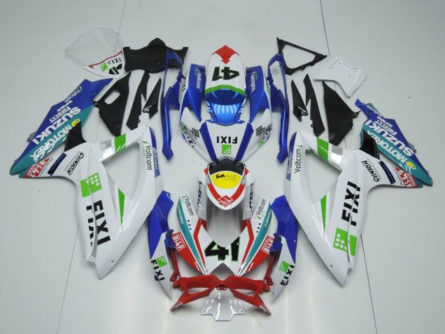 Carénages Moto Suzuki GSXR 1000 2009-2016 - Blanc Bleu Rouge Jaune Vert Fixi 41