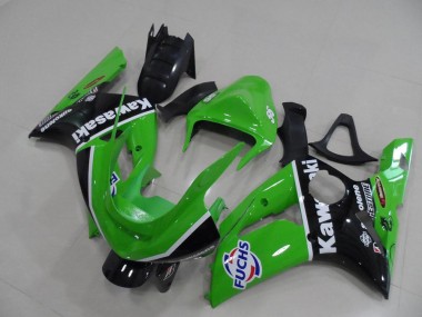 Carénages Moto Kawasaki ZX6R 2003-2004 - Vert Blanc Noir Fuchs Vendre
