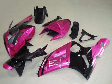 Carénages Moto Kawasaki ZX6R 2003-2004 - Rose Noir Blanc Monstre Vendre