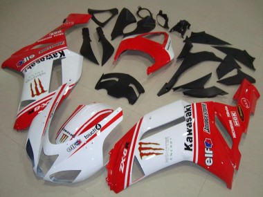 Carénages Moto Kawasaki ZX6R 2007-2008 - Rouge Blanc Vendre