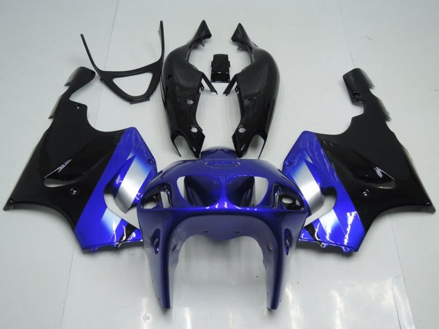 Carénages Moto Kawasaki ZX7R 1996-2003 - Bleu Argent Noir Brillant