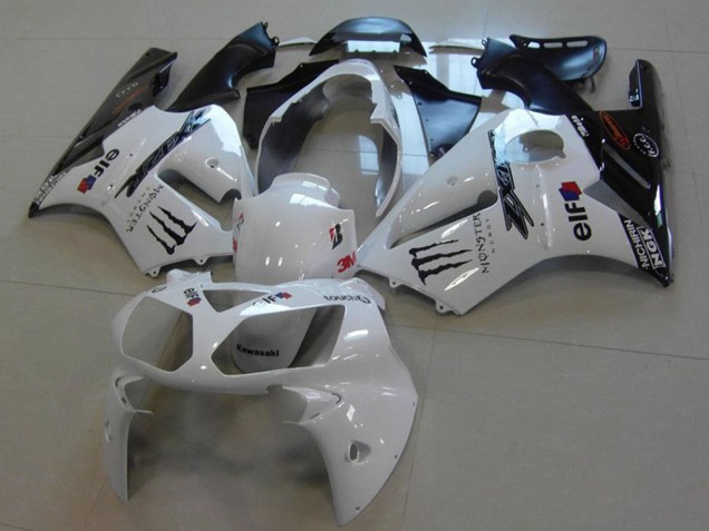 Carénages Moto Kawasaki ZX12R 2002-2006 - Blanc Noir Brillant Monstre