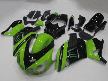 Carénages Moto Kawasaki ZX14R ZZR1400 2006-2011 - Vert Noir Brillant Monstre Vendre