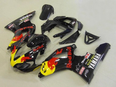 Carénages Moto Yamaha YZF R1 2000-2001 - Noir Brillant Jaune Red Bull Vendre
