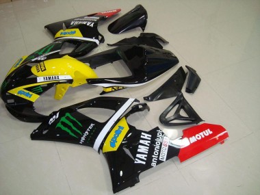 Carénages Moto Yamaha YZF R1 2000-2001 - Noir Brillant Jaune Blanc Rouge Monstre Motul Vendre