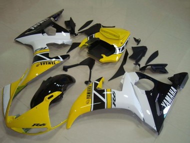 Carénages Moto Yamaha YZF R6 2003-2004 - Jaune Blanc Noir Brillant Anniversaire Vendre