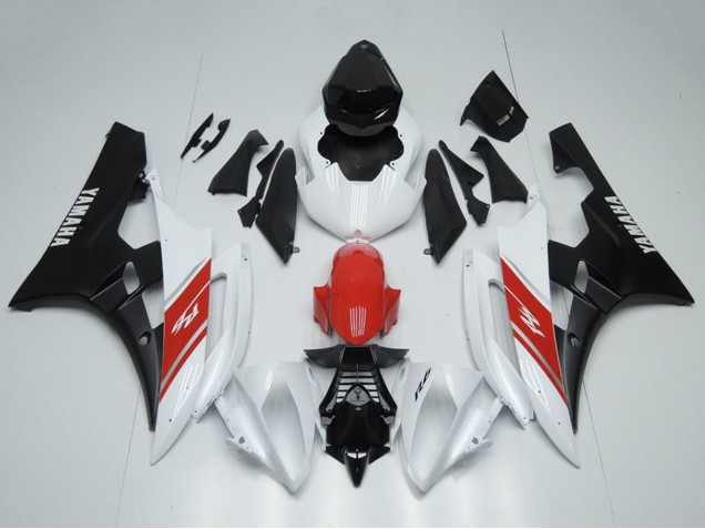 Carénage Moto Yamaha YZF R6 2006-2007 - Blanc Rouge Noir Mat