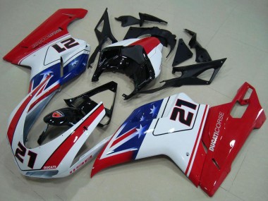 Carénages Moto Ducati 1198 2007-2014 - Blanc Rouge Bleu Noir Brillant 21 Vendre