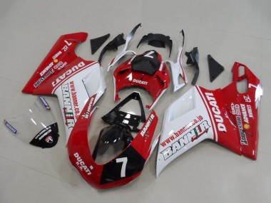 Carénages Moto Ducati 848 1098 1198 2007-2014 - Blanc Rouge Noir Brillant Banner 7 Vendre
