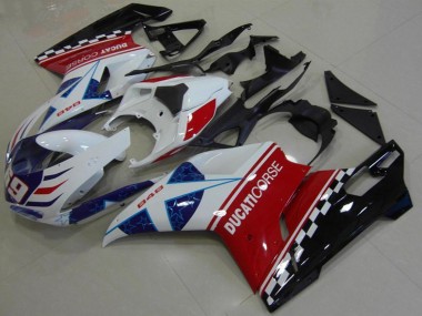 Carénage Moto Ducati 848 2007-2014 - Blanc Rouge Bleu Noir Brillant Corse 69 Vendre