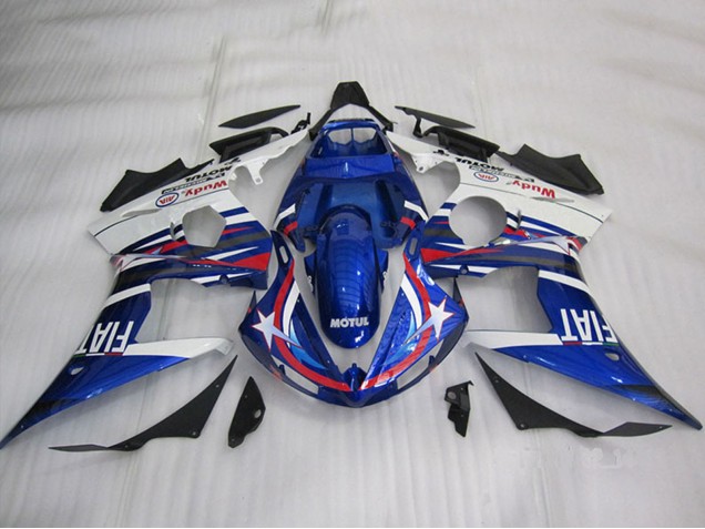 Carénages Moto Yamaha YZF R6 2003-2004 - Blanc Bleu Rouge Motul Fiat