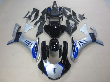 Carénages Moto Yamaha YZF R1 2015-2019 - Argent Bleu Noir Brillant Monstre Vendre