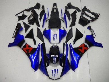Carénages Moto Yamaha YZF R1 2015-2019 - Bleu Blanc Noir Rouge Monstre Akropovic Vendre