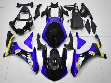 Carénages Moto Yamaha YZF R1 2015-2019 - Bleu Jaune Noir Brillant Requin Vendre