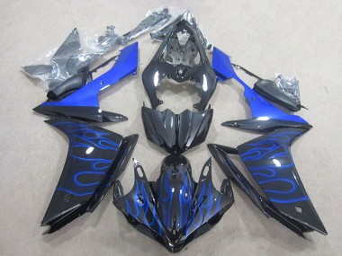 Carénage Moto Yamaha YZF R1 2007-2008 - Noir Brillant Bleu Flamme Vendre