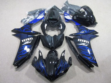 Carénages Moto Yamaha YZF R1 2007-2008 - Noir Brillant Bleu Flamme Vendre