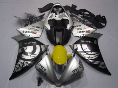 Carénages Moto Yamaha YZF R1 2012-2014 - Argent Noir IVECO Yamalube ENEOS Monstre Vendre