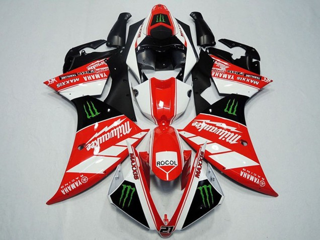 Carénages Moto Yamaha YZF R1 2012-2014 - Blanc Gris Noir Brillant Vert Monstre Milwaukee Maxxis Rocol