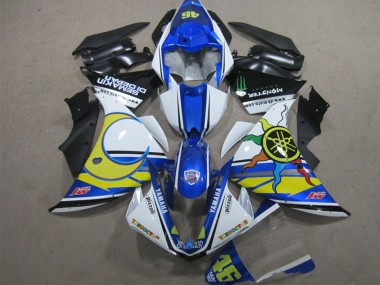 Carénages Moto Yamaha YZF R1 2012-2014 - Blanc Bleu Jaune Noir Pizzoli Semakin Didepan Monstre Vendre